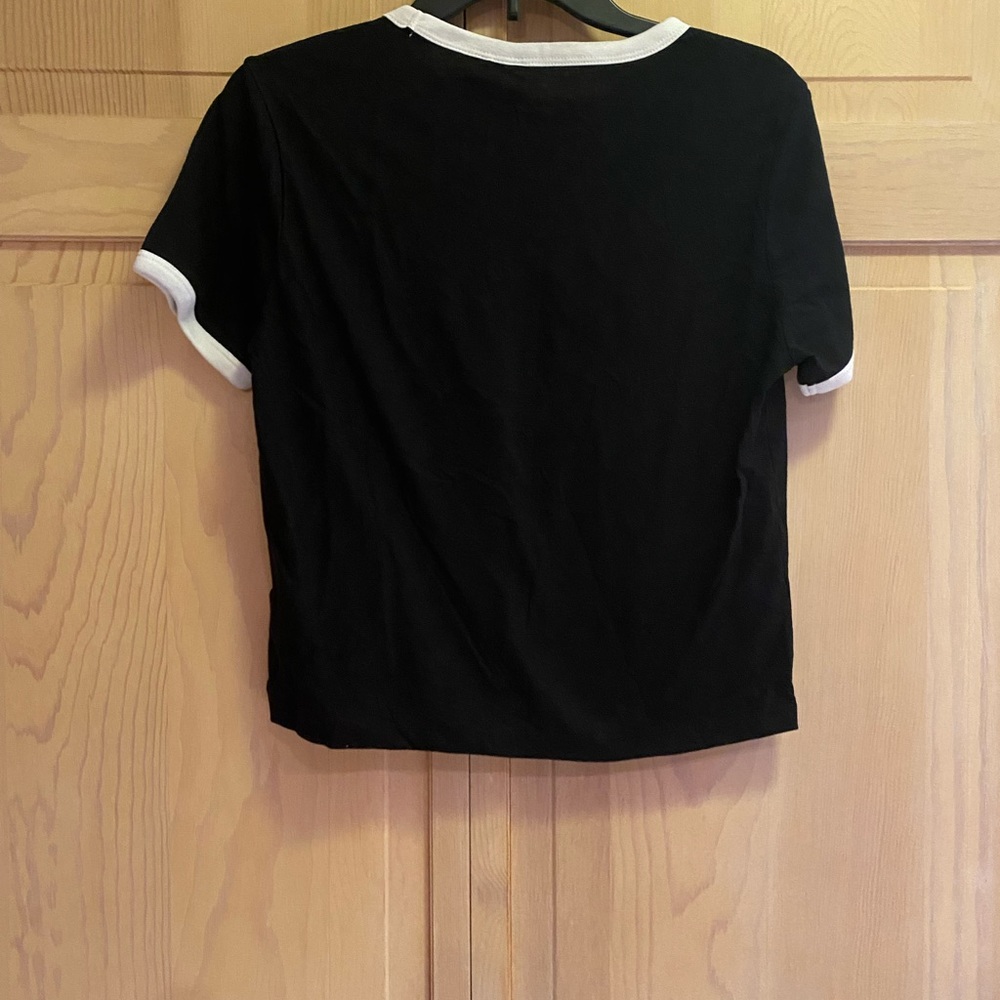 H&M crop top- white collar black shirt